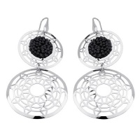 .925 Sterling Silver Rhodium Plated Kaleidoscope Hanging Jewel Encrusted Earrings with Fishhook .925 Sterling Silver Rhodium Plated Kaleidoscope Hanging Jewel Encrusted Earrings with Fishhook