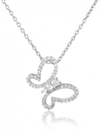 Sterling Silver Diamond Butterfly Pendant Necklace (1/4 cttw, I-J Color, I2-I3 Clarity), 18 Sterling Silver Diamond Butterfly Pendant Necklace (1/4 cttw, I-J Color, I2-I3 Clarity), 18