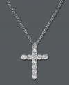 Show your faith in style! Effy Collection's symbolic and sparkling cross pendant features seamless rows of round-cut diamonds (1/5 ct. t.w.). Set in polished 14k white gold. Approximate length: 18 inches. Approximate drop: 1/2 inch.