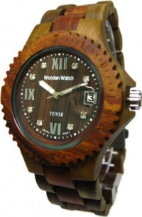 Tense Wood Mens Watch Two-Tone Date Time Hypoallergenic G4100GS Roman Numeral RNDF Dark Face Tense Wood Mens Watch Two-Tone Date Time Hypoallergenic G4100GS Roman Numeral RNDF Dark Face