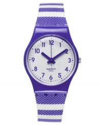 Leave a trail of admirers with this Purple Tracks watch from Swatch. Leave a trail of admirers with this Purple Tracks watch from Swatch.
