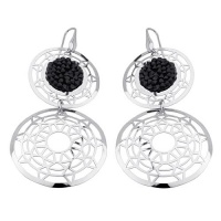 .925 Sterling Silver Rhodium Coated Kaleidoscope Hanging Jewel Encrusted Earrings with Fishhook .925 Sterling Silver Rhodium Coated Kaleidoscope Hanging Jewel Encrusted Earrings with Fishhook