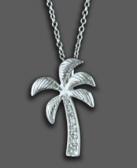 Accessorize with the beauty of the islands. 14k white gold palm tree pendant from Effy Collection with diamond accents. Approximate length: 18 inches. Approximate drop: 1 inch.