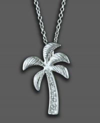 Accessorize with the beauty of the islands. 14k white gold palm tree pendant from Effy Collection with diamond accents. Approximate length: 18 inches. Approximate drop: 1 inch. Accessorize with the beauty of the islands. 14k white gold palm tree pendant from Effy Collection with diamond accents. Approximate length: 18 inches. Approximate drop: 1 inch.