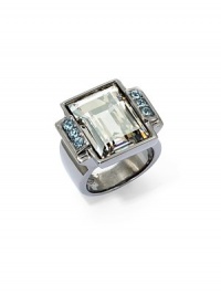 THE LOOKRectangle silhouetteFaceted Swarovski crystal accentsGunmetal-plated settingTHE MEASUREMENTWidth, about 1Length, about 1ORIGINMade in USA THE LOOKRectangle silhouetteFaceted Swarovski crystal accentsGunmetal-plated settingTHE MEASUREMENTWidth, about 1Length, about 1ORIGINMade in USA