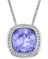 Swarovski adds glamour with a simple touch in the Simplicity pendant necklace. Crafted from rhodium-plated mixed metal, the pendant features a Provence Lavender crystal, offset by pave accents. Approximate length: 15 inches. Approximate drop: 1 inch. Swarovski adds glamour with a simple touch in the Simplicity pendant necklace. Crafted from rhodium-plated mixed metal, the pendant features a Provence Lavender crystal, offset by pave accents. Approximate length: 15 inches. Approximate drop: 1 inch.
