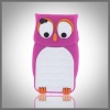 Flexa by CellXpressions - Bright Pink & White Owl flexible silicone soft skin case cover for Apple iPhone 4 4G 4S