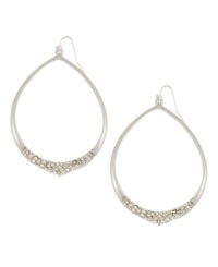 Polish your look with chic drop earrings. Jessica Simpson's head-turning earrings feature smooth silver tone mixed metal earrings dusted with sparkling crystal accents. Approximate drop: 3 inches. Approximate diameter: 1-1/2 inches. Polish your look with chic drop earrings. Jessica Simpson's head-turning earrings feature smooth silver tone mixed metal earrings dusted with sparkling crystal accents. Approximate drop: 3 inches. Approximate diameter: 1-1/2 inches.