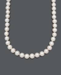 Embrace iconic style with timeless pearls. Belle de Mer's smooth strand of cultured freshwater pearls (12-1/2-13-1/2 mm) has a 14k gold clasp. Approximate length: 17 inches. Embrace iconic style with timeless pearls. Belle de Mer's smooth strand of cultured freshwater pearls (12-1/2-13-1/2 mm) has a 14k gold clasp. Approximate length: 17 inches.
