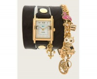 La Mer Collections - Viva Las Vegas Black Leather Wrap Watch La Mer Collections - Viva Las Vegas Black Leather Wrap Watch