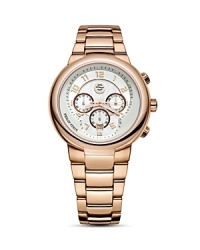 Philip Stein® active rose gold plated chronograph watch with integrated bracelet strap and a butterfly buckle closure. Philip Stein® active rose gold plated chronograph watch with integrated bracelet strap and a butterfly buckle closure.