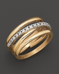 Diamonds set in multi-row 14K yellow gold. Diamonds set in multi-row 14K yellow gold.