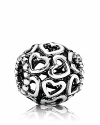 Open your heart: a cluster of hearts is a polished silver charm, designed to hang from your personalized PANDORA bracelet.