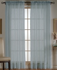 A vintage-inspired crushed material is heightened with shimmering geometric embroidery upon this Wavy Diamonds window panel. Available in an array of colors, it can be layered or left alone for a beautiful update. A vintage-inspired crushed material is heightened with shimmering geometric embroidery upon this Wavy Diamonds window panel. Available in an array of colors, it can be layered or left alone for a beautiful update.