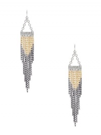 GUESS Black and Gold-Tone Ombre Fringed Earrin, GOLD