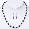 18 Blue & White 7-8mm Freshwater Pearl Necklace Earrings Set