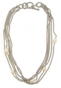 Designer Inspired Multi Chain Pearl Toggle Necklace