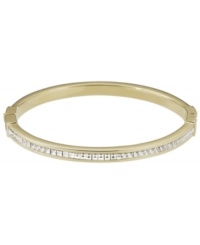 Style meant for stacking. This must-have design by Michael Kors combines a thin, stackable bangle with pave-set glass accents. Set in gold tone mixed metal. Approximate diameter: 2-1/2 inches. Style meant for stacking. This must-have design by Michael Kors combines a thin, stackable bangle with pave-set glass accents. Set in gold tone mixed metal. Approximate diameter: 2-1/2 inches.
