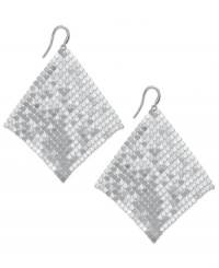 Disco chic. These shimmering mesh earrings from Alfani add the spark your evening wardrobe needs. Crafted in silver tone mixed metal. Approximate drop: 3 inches. Disco chic. These shimmering mesh earrings from Alfani add the spark your evening wardrobe needs. Crafted in silver tone mixed metal. Approximate drop: 3 inches.