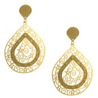 2.5 Inch Stunning Stainless Steel Gold Plated Chandelier Earrings 2.5 2.5 Inch Stunning Stainless Steel Gold Plated Chandelier Earrings 2.5