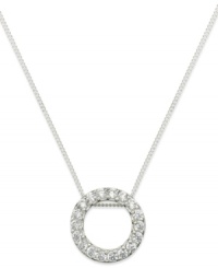 Circular chic. B. Brilliant's open circle pendant sparkles with round-cut cubic zirconias (3/8 ct. t.w.) adding a lustrous touch. Crafted from sterling silver. Approximate length: 18 inches. Approximate drop: 5/8 inch. Approximate diameter: 1/2 inch. Circular chic. B. Brilliant's open circle pendant sparkles with round-cut cubic zirconias (3/8 ct. t.w.) adding a lustrous touch. Crafted from sterling silver. Approximate length: 18 inches. Approximate drop: 5/8 inch. Approximate diameter: 1/2 inch.