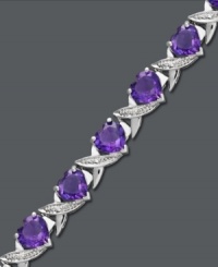Let love reign supreme. This intricate bracelet features an XO design crafted from heart-shaped amethyst (13 ct. t.w.) and diamond-accented X's in sterling silver. Approximate length: 7 inches.