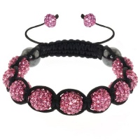 Fully Iced Out Hip Hop Pave 9 Pink Disco Ball Adjustable Bracelet Fully Iced Out Hip Hop Pave 9 Pink Disco Ball Adjustable Bracelet