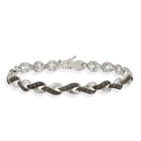 Sterling Silver Black Diamond Accent Infinity Link Bracelet Sterling Silver Black Diamond Accent Infinity Link Bracelet