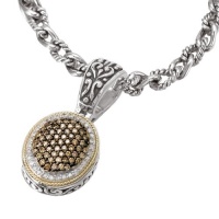 925 Silver, Brown & White Diamond Oval Pendant with 18k Gold Accents (0.65ctw) 925 Silver, Brown & White Diamond Oval Pendant with 18k Gold Accents (0.65ctw)