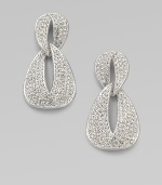 A modern twist on a classic design encrusted in dazzling crystals. Rhodium plated brassCrystalsDrop, about 1½Post backImported 