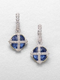 From the Laguna Collection. Faceted dark blue quartz set in 18k gold with sparkling white sapphire accents atop a cross design. Dark blue quartzSterling silverWhite sapphire18k goldSize, about .5Fixed baleImported From the Laguna Collection. Faceted dark blue quartz set in 18k gold with sparkling white sapphire accents atop a cross design. Dark blue quartzSterling silverWhite sapphire18k goldSize, about .5Fixed baleImported