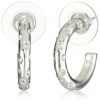 T Tahari Silver Petite Hoop Earrings with Crystal