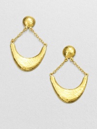 From the Arc Collection. A stunning crescent drop design in radiant 24k gold with an elegant granulated surface. 24k goldDrop, about 1.8Post backImported From the Arc Collection. A stunning crescent drop design in radiant 24k gold with an elegant granulated surface. 24k goldDrop, about 1.8Post backImported