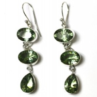 Modern and Chic Dangling Green Amethyst 925 Sterling Silver Earrings