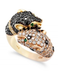 Animal attraction. Signature by EFFY Collection's ring features round-cut white diamonds (1-1/8 ct. t.w.), black diamonds (1-1/5 ct. t.w.) and emerald accents in a panther motif that calls to your wild side. Set in 14k gold. Animal attraction. Signature by EFFY Collection's ring features round-cut white diamonds (1-1/8 ct. t.w.), black diamonds (1-1/5 ct. t.w.) and emerald accents in a panther motif that calls to your wild side. Set in 14k gold.