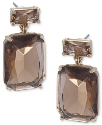 Subtle chic. Carolee's double-drop earrings, crafted from gold-tone mixed metal and glass stones, offer a subdued color palette for a soothing, yet stylish, touch. Approximate drop: 1 inch. Subtle chic. Carolee's double-drop earrings, crafted from gold-tone mixed metal and glass stones, offer a subdued color palette for a soothing, yet stylish, touch. Approximate drop: 1 inch.