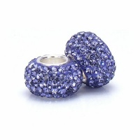 Set of 2 - Bella Fascini Amethyst Purple Crystal Pave Bling Beads - Made with Authentic Swarovski Crystal Elements - Fits Perfectly on Chamilia Moress Pandora and Compatible Brands Set of 2 - Bella Fascini Amethyst Purple Crystal Pave Bling Beads - Made with Authentic Swarovski Crystal Elements - Fits Perfectly on Chamilia Moress Pandora and Compatible Brands