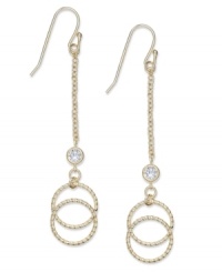 Double happiness. Two cut-out circles create a chic, contemporary look on Giani Bernini's 24k gold over sterling silver and sparkling crystal earrings. Approximate drop: 2-1/2 inches. Double happiness. Two cut-out circles create a chic, contemporary look on Giani Bernini's 24k gold over sterling silver and sparkling crystal earrings. Approximate drop: 2-1/2 inches.