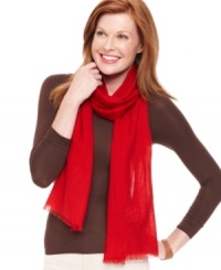 Add a festive pop of color to your basic black with this bold beauty from Lauren Ralph Lauren. Made from cozy cashmere with iconic LRL detailing, it's the ideal anytime accessory. Add a festive pop of color to your basic black with this bold beauty from Lauren Ralph Lauren. Made from cozy cashmere with iconic LRL detailing, it's the ideal anytime accessory.