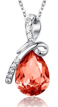 ARCO IRIS Eternal Love Teardrop Swarovski Elements Crystal Pendant Necklace for Women W 18k White Gold Plated Chain - Orange Sapphire - 2101501 ARCO IRIS Eternal Love Teardrop Swarovski Elements Crystal Pendant Necklace for Women W 18k White Gold Plated Chain - Orange Sapphire - 2101501
