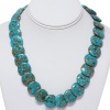 Round Green Turquoise Howlite Necklace 18 Inch With Lobster Clasp