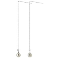 SCER017 Sterling Silver Cream Faux Pearl Threader 2 Inch Ear Wire String Earrings Made with Swarovski Elements SCER017 Sterling Silver Cream Faux Pearl Threader 2 Inch Ear Wire String Earrings Made with Swarovski Elements