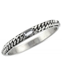 Get roped in. Jessica Simpson's bangle bracelet is crafted from silver-tone mixed metal with a crystal accent and stylish rope motif. Approximate diameter: 3 inches. Get roped in. Jessica Simpson's bangle bracelet is crafted from silver-tone mixed metal with a crystal accent and stylish rope motif. Approximate diameter: 3 inches.