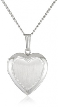 Sterling Silver Satin Finish Heart Locket, 18 Sterling Silver Satin Finish Heart Locket, 18