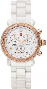 Michele Woman's MWW03N000004 CSX Ceramic White Diamond Rose Gold Watch Michele Woman's MWW03N000004 CSX Ceramic White Diamond Rose Gold Watch