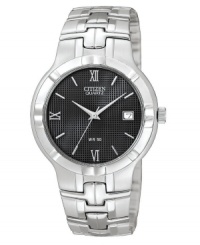 Industrial detailing sets a masculine tone on this watch by Citizen. Industrial detailing sets a masculine tone on this watch by Citizen.