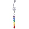 Handcrafted Genuine Swarovski Crystal Rainbow Drop Sterling Belly Ring