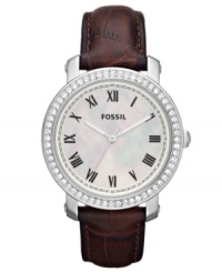 A mix of feminine grace and rustic design creates an Emma collection watch, by Fossil. A mix of feminine grace and rustic design creates an Emma collection watch, by Fossil.