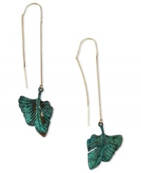 A natural beauty. RACHEL Rachel Roy's leaf-inspired earrings flaunt a green patina finish. Crafted in worn gold tone mixed metal. Approximate drop: 3-1/4 inches. A natural beauty. RACHEL Rachel Roy's leaf-inspired earrings flaunt a green patina finish. Crafted in worn gold tone mixed metal. Approximate drop: 3-1/4 inches.