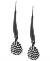 Subtle chic. The dark tones of Robert Lee Morris' linear earrings, crafted from hematite-tone mixed metal, get a bit of sparkle with the addition of glass pave crystal accents. Approximate drop: 2 inches. Subtle chic. The dark tones of Robert Lee Morris' linear earrings, crafted from hematite-tone mixed metal, get a bit of sparkle with the addition of glass pave crystal accents. Approximate drop: 2 inches.